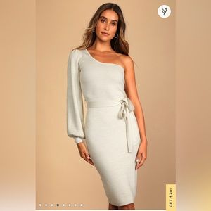 Ivory Metallic One-Shoulder Dress